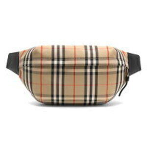 Burberry Sony Check Body Bag Belt Waist Beige Black